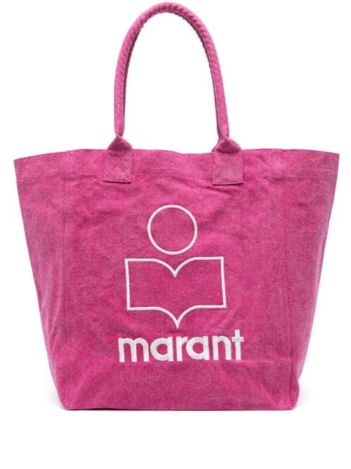 Deep pink organic cotton embroidered logo bag Isabel Marant | PM0001FAA1X19M40PK